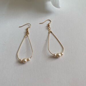 18K Gold Plate Pink Matte Bead Dangle Earrings